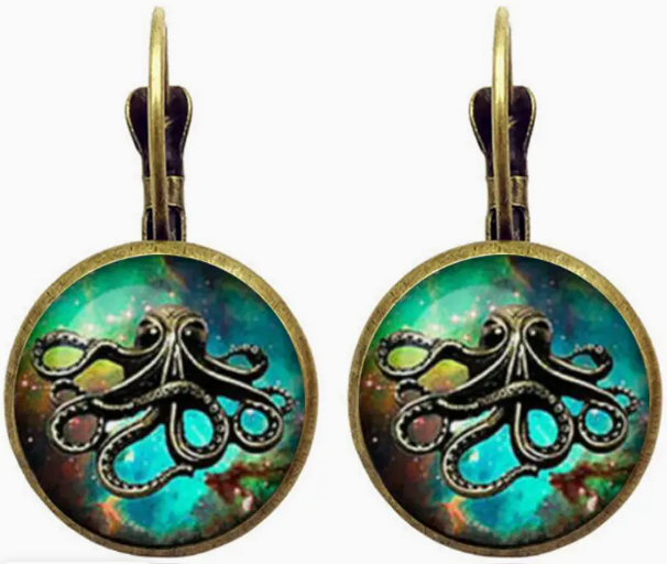 Octopus Earring Set, Bronze-Gold Fashion Jewelry