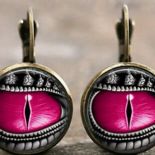 Dragon Eye Piercing Satire Hot Pink, Bronze Fashion Earring Set