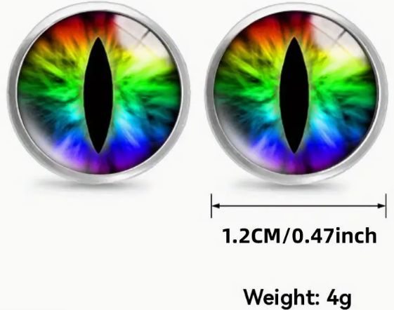 Dragon Eye Rainbow Fashion Silvertone Stud Earring Set
