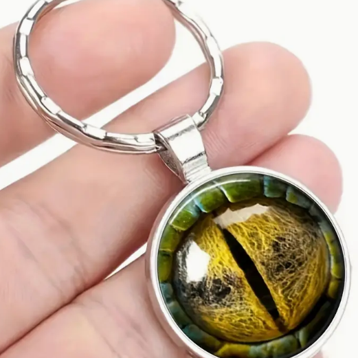 Gold Dragon Eye Silver Keychain