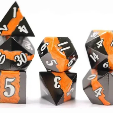 Chonky Tiger Striped Solid Metal Dice RPG Heavy Set, Dungeons and Dragons Dice, RPG Dice Set, Role Playing Dice, Unique Dice Gift Set