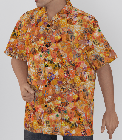 New! Orange Hawaiian Shirt, Men Dice DnD, RPG, Gaming Shirt, Gift for DnD Player, Fun RPG Shirt, DM Wedding Gift, DnD Wedding, rpg Gift
