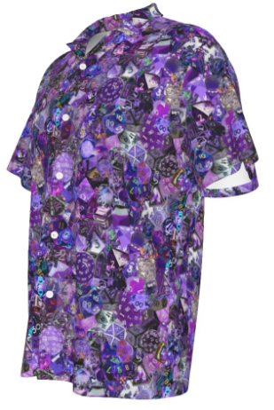 New Purple Hawaiian Shirt, Men Dice DnD, RPG, Gaming Shirt, Gift for DnD Player, Fun RPG Shirt, DM Wedding Gift, DnD Wedding, rpg Gift