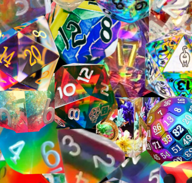 New! Dice Collage Cat Ear HOODIE - RAINBOW - Mixed D&D Dice, Sizing to 6XL, Long Sleeve Hoodie Pocket, Gift For Friend, Rainbow Pullover