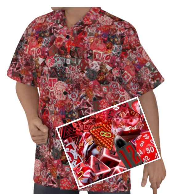 New Red Hawaiian Shirt, Men Dice DnD, RPG, Gaming Shirt, Gift for DnD Player, Fun RPG Shirt, DM Wedding Gift, DnD Wedding, rpg Gift (Copy)