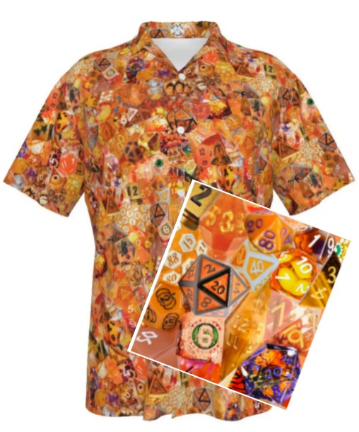 New! Orange Hawaiian Shirt, Men Dice DnD, RPG, Gaming Shirt, Gift for DnD Player, Fun RPG Shirt, DM Wedding Gift, DnD Wedding, rpg Gift