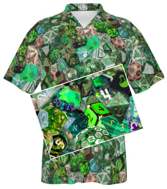 New! Green Hawaiian Shirt, Dice DnD, Unisex RPG, Gaming Shirt, Gift for DnD Player, Fun RPG Shirt, DM Wedding Gift, DnD Wedding, rpg Gift