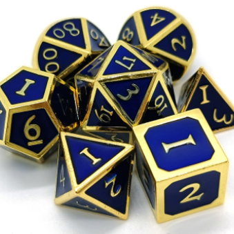 Blue & Gold, Solid Metal Dice set