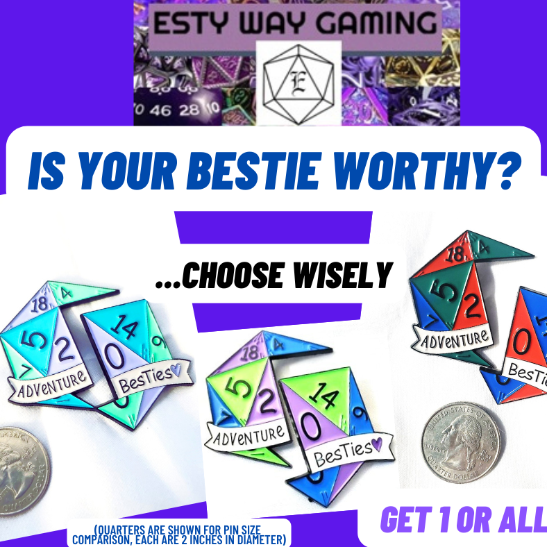 Adventure Besties 2" Pin Set in Vibrant Blue, Lime Green and Purple Pins, Butterfly Clasp Pin, Unique Enamel Pins, Gift for Best Friends
