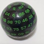 Resin D100 Black with Green Numbering, Dungeons and Dragons Dice, Unique Dice Designs, Green Numbered Dice Ball, High-Quality Gaming Dice