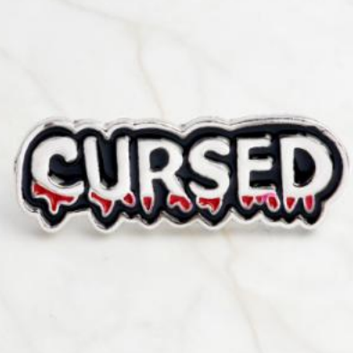Cursed Pin, Dungeons And Dragons Pin, Fun Warning Lapel Pin, Gaming Gift, Role-playing Game, Trendy Enamel Pin, Unique Gift For Him