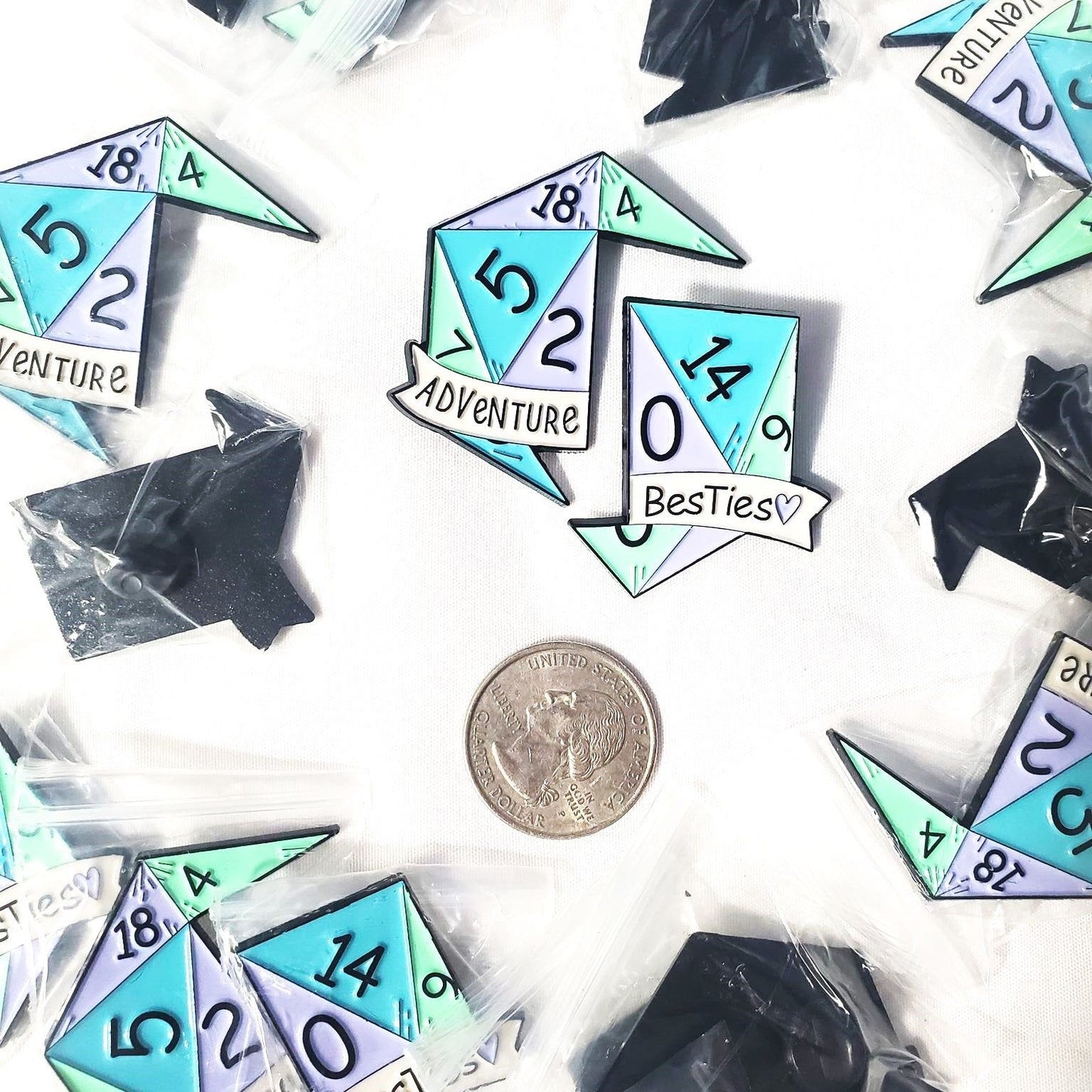 Adventure Besties 2" Pin Set in Pastel Mint, Lavender and Turquoise Pins, Butterfly Clasp Pin, Unique Enamel Pins, Gift for Best Friends