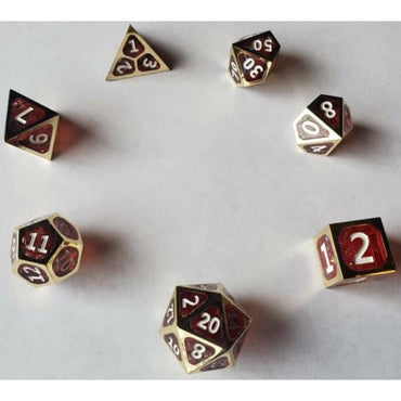 New Hybrid Dice Set, Red Resin & Silver Metal Dice Set, Role Playing Games Dice Set, Unique Dice Set, Dungeons and Dragons, Red Resin Dice