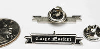 Carpe Noctem Banner Pin, 1.5" x 1/4". Gift RPG Gamer, Fashion Lapel D&D Pin, Accessory Gamer Pin, Gift for Gamer Friend. Sieze the Night Pin