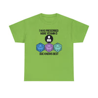 TShirt Funny D20 "Prescribed More Vitamin D20 Doc knows Best" DICE Tee D&d - Pick Color, Up To 5x Sizing!