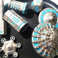 Heavy Spaceship Roulette Mint / Silver 7 piece Dice Set