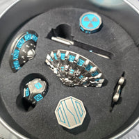 Heavy Spaceship Roulette Mint / Silver 7 piece Dice Set