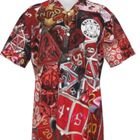 New! Dice Collage Shirt - Red / Gold / Silver -  Mens Hawaiian Shirt w/ Esty Way Gaming logo, Time to Represent! Through 6XL Tall!