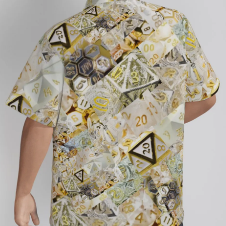 New! Dice Collage Hawaiian Shirt White/Cream/Gold/Silver - UP TO 6XL Tall!