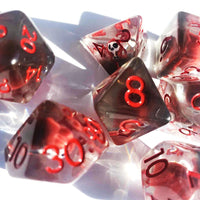 Red Shy Guy Greaper Transluscent Resin D&D Dice 7 pc set