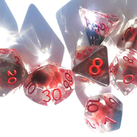 Red Shy Guy Greaper Transluscent Resin D&D Dice 7 pc set