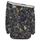 New! Women's Dice Off-Shoulder Collage Blouse -BLACK- D&D Dice Sizing through 6XL