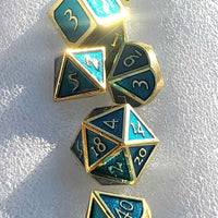 New! Teal & Gold Heavy Metal Dice