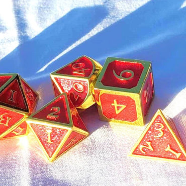 New! Red & Gold Solid Metal dice