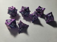 DND Metal Dice Set Purple Teal Iridescent Polyhedral RPG Dice Gift for TTRPG Lovers and Dungeon Masters, Great for Tabletop Gamers