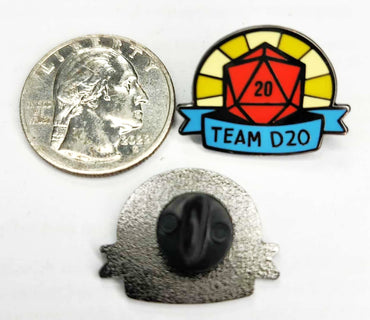 Team D20 Pin 1", Fashion DnD Pin, D20 Lapel Pin, Gaming RPG Accessory, Gift for DnD Gamer, Great DnD Gift for anyone!