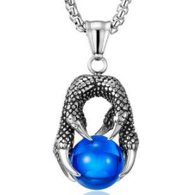 Mystique Dragon Claw with Blue Sphere Pendant and 23.5 inch Necklace