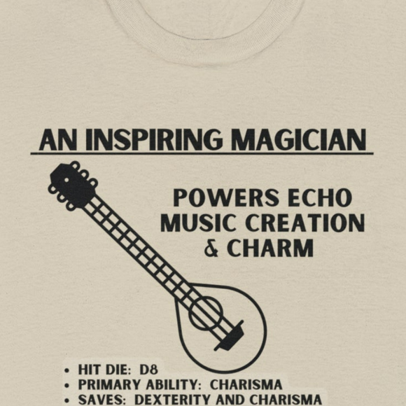 TSHIRT BARD TEE D&D - Pick your color, up to 5x sizing!