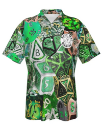 On Sale! Green Hawaiian Shirt, Men Dice DnD, RPG, Gaming Shirt, Gift for DnD Player, Fun RPG Shirt, DM Wedding Gift, DnD Wedding, rpg Gift