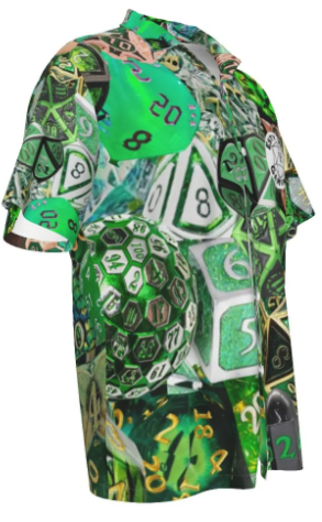 On Sale! Green Hawaiian Shirt, Men Dice DnD, RPG, Gaming Shirt, Gift for DnD Player, Fun RPG Shirt, DM Wedding Gift, DnD Wedding, rpg Gift