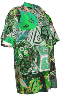 On Sale! Green Hawaiian Shirt, Men Dice DnD, RPG, Gaming Shirt, Gift for DnD Player, Fun RPG Shirt, DM Wedding Gift, DnD Wedding, rpg Gift