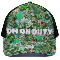 Dm On Duty Hat, Dm Gift With Black Mesh Back, Adjustable Cap, Rpg Fashion, Dungeon Hat, Baseball Dice Cap, Medium, Dice Lover Gift