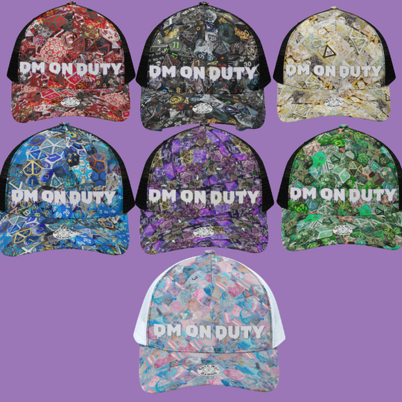 New! DM On Duty HAT, Pick your Color! DM Gift ballcap with mesh back, adjustable cap, baseball dice cap, Medium