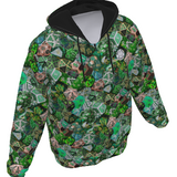 Mens D&D Dice Hoodie Zipper Jacket -GREEN- D&D Dice Collage w/ Pockets up to 5XL