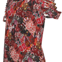 SAVE $10 NOW! Diced Up Blouse RED D&D Shirt Women's Dice Ripped Design -Sizes through 4XL