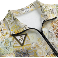 D&D Jacket- Fleece & Pockets Zip -Dice CREAM/WHITE/GOLD- Sizes up to 5XL