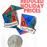 Adventure Besties 2" Pin Set in Red, Green & Blue, Adventure-Themed Pins, Butterfly Clasp Pins, Unique Gift for Your Friend, Stylish Pin Set