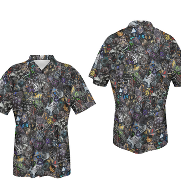New! Dice Collage Hawaiian Shirt - Black Mix Dice