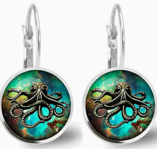 Octopus Earring Set Silvertone Fashion Jewelry