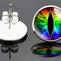 Dragon Eye Rainbow Fashion Silvertone Stud Earring Set