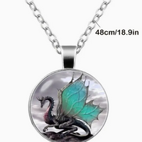 Dragon Cliff Pendant & Necklace - teal, gray and red, silverton necklace