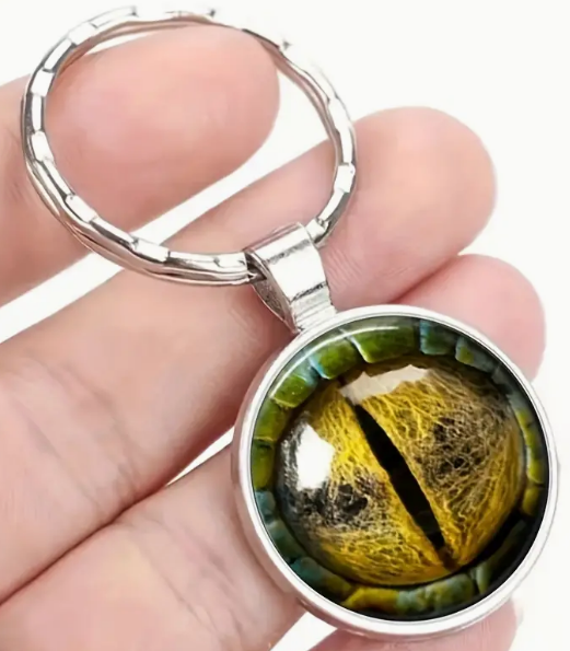 Gold Dragon Eye Silver Keychain