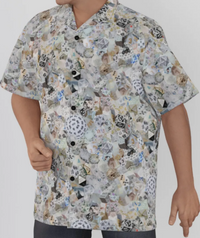 New! White Collage Hawaiian Shirt, Mens Dice DnD, RPG, Gaming Shirt, Gift for DnD Player, Fun RPG Shirt, DM Wedding Gift, DnD Wedding, rpg Gift - Fits Great!