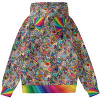 New! Dice Collage Cat Ear HOODIE - RAINBOW - Mixed D&D Dice, Sizing to 6XL, Long Sleeve Hoodie Pocket, Gift For Friend, Rainbow Pullover