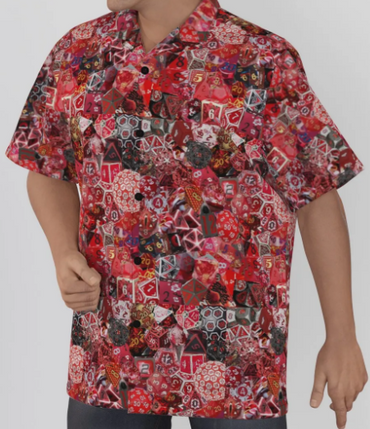 New Red Hawaiian Shirt, Men Dice DnD, RPG, Gaming Shirt, Gift for DnD Player, Fun RPG Shirt, DM Wedding Gift, DnD Wedding, rpg Gift (Copy)