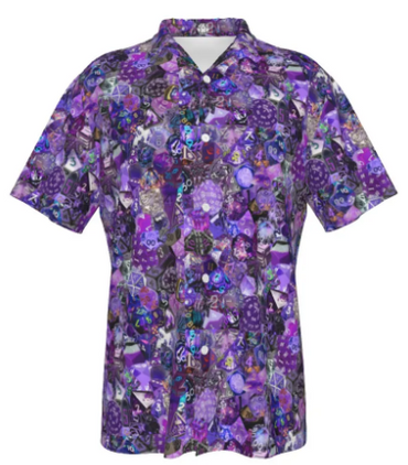 New Purple Hawaiian Shirt, Men Dice DnD, RPG, Gaming Shirt, Gift for DnD Player, Fun RPG Shirt, DM Wedding Gift, DnD Wedding, rpg Gift